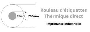 Rouleau d'étiquettes thermique direct Toshiba pour imprimante industrielle avec mandrin de 76mm diamètre de la bobine 200mm